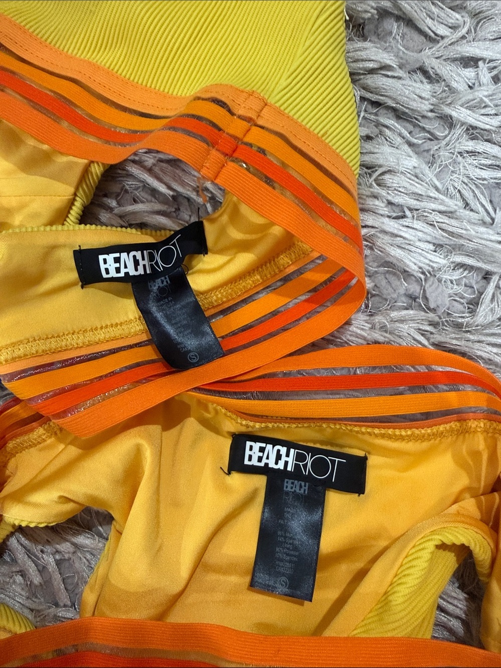 Beach Riot Yellow and Orange Ribbed Two-Piece Bikini - Picture 2 of 3